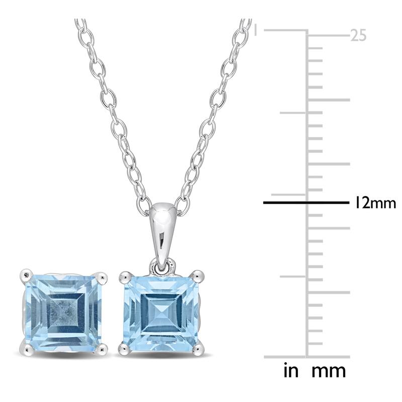 Miadora 4 1/2ct TGW Square Sky Blue Topaz Set of Necklace and Earrings in Sterling Silver