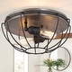 preview thumbnail 1 of 8, Modern Industrial 2-Light Flush Mount Metal Cage Ceiling Light - D14.5" * H6.3"