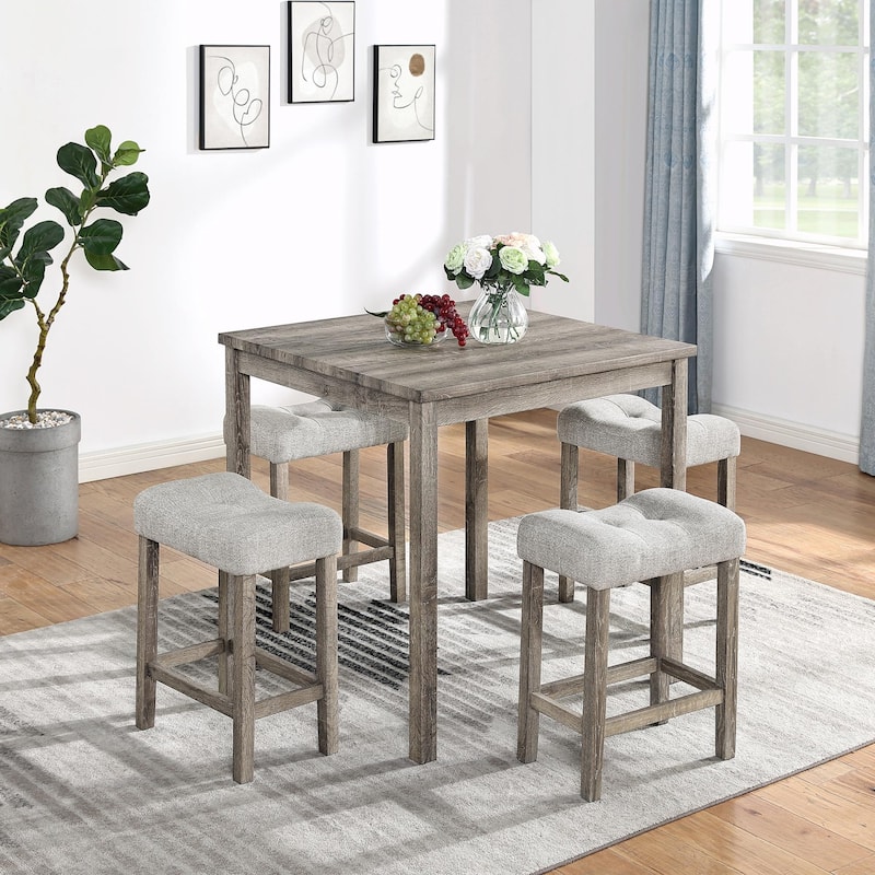 5-Piece Industrial Breakfast Table Set - Brown