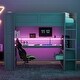 preview thumbnail 3 of 30, Dark Gray Frame Gaming Loft Bed Wood Bed wDesk, LED, Charging Station