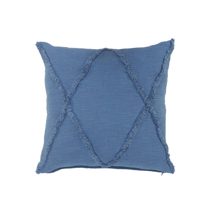 Handwoven Diamond Tufted Square Throw Pillows - 18" - Coronet Blue - Set of 2