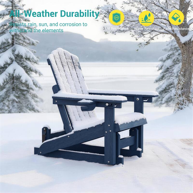 Glider Adirondack Chair 3-Position Adjustable, HDPE Wood-Like Texture