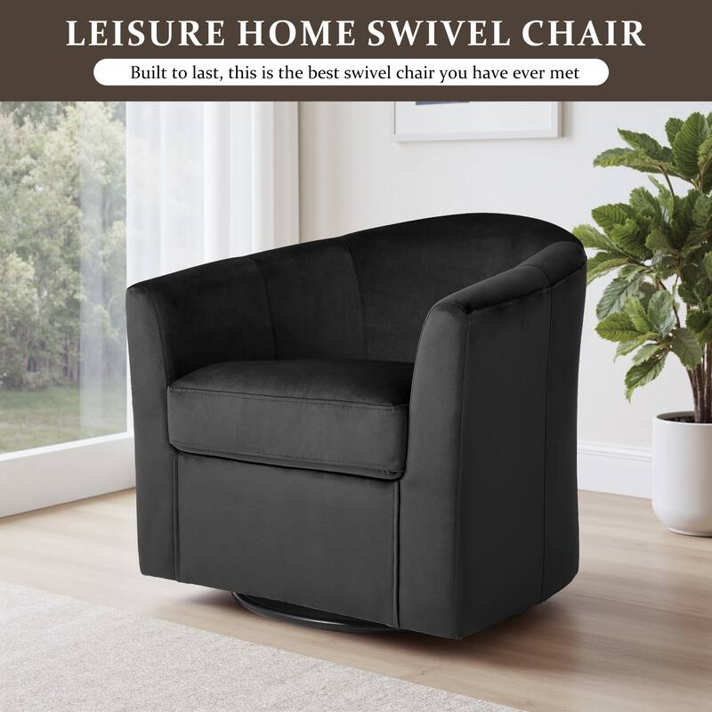 2 Set Modern Upholstered Swivel Barrel Chair Living Room Accent Chair