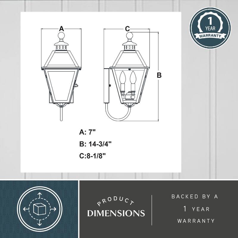 Nottingham 1 Light Black Empire Outdoor Wall Lantern Clear Glass - 7-in W x 14.75-in H x 8.25-in D