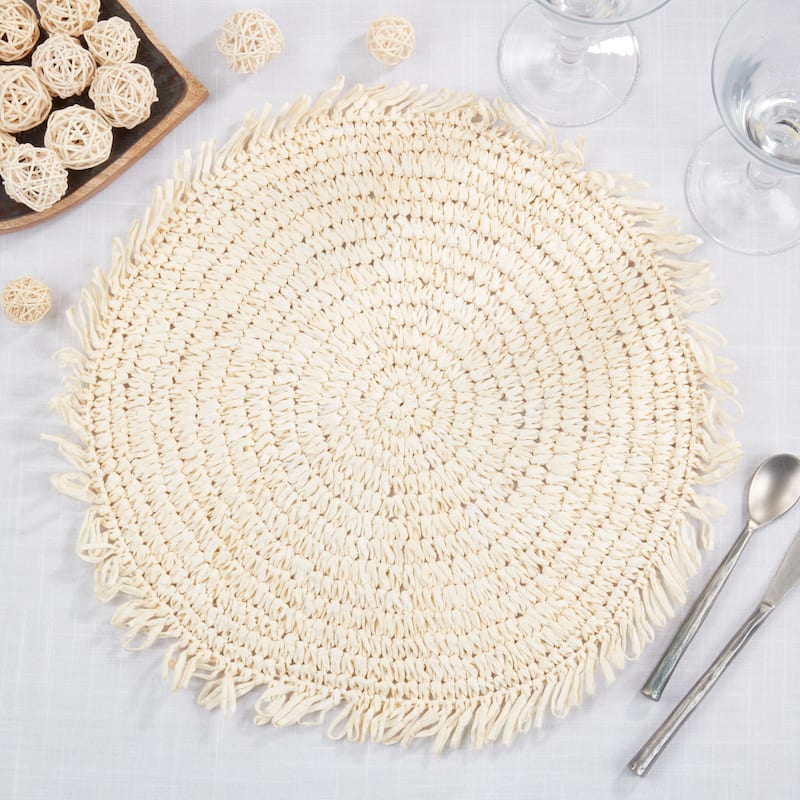 Rustic Raffia Fringe Placemat (Set of 4)