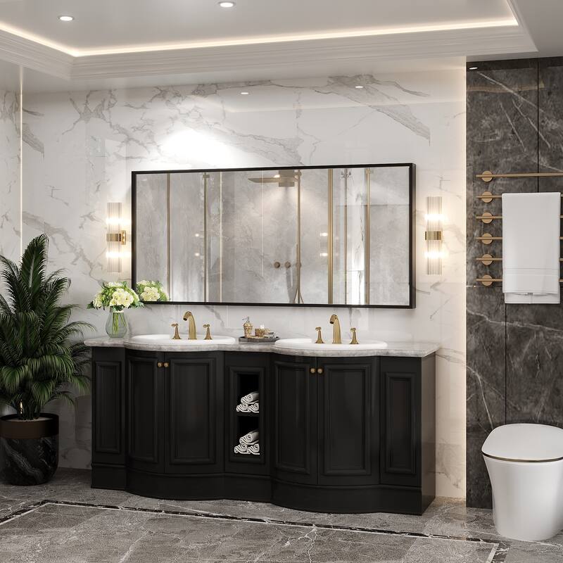 Tempered Glass and Metal Framed French Cleat Mounted Wall Bathroom / Vanity Mirror