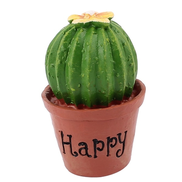 Unique Bargains Home Desk Decor Resin Simulative Ball Cactus Plant Pot Bonsai Green