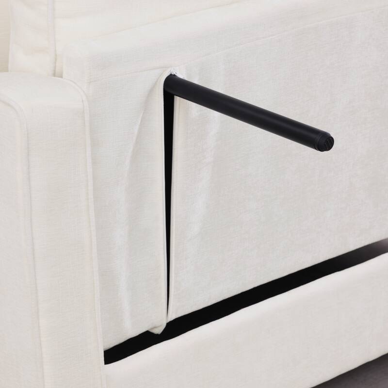 Two-Seater Chaise Lounge with Storage Footrest and Pillows, Irregular Armrest Design