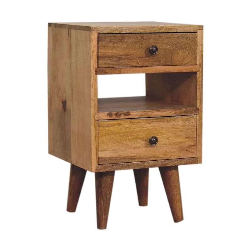 HomeRoots 20" Oak Solid Wood Two Drawer Nightstand