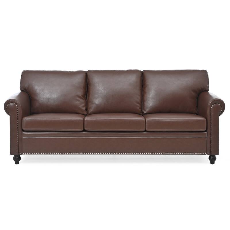 83.86" Fabric Roll-Arm 3-Seater Sofa with Pocket Spring Seat, PP Foam Backrest, and Solid Wood Frame