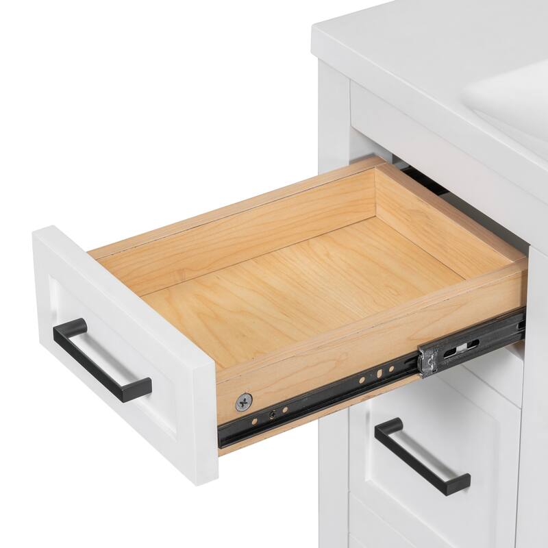 36-Inch Bathroom Vanity with Ceramic Sink Combo, Modern Freestanding Storage Cabinet