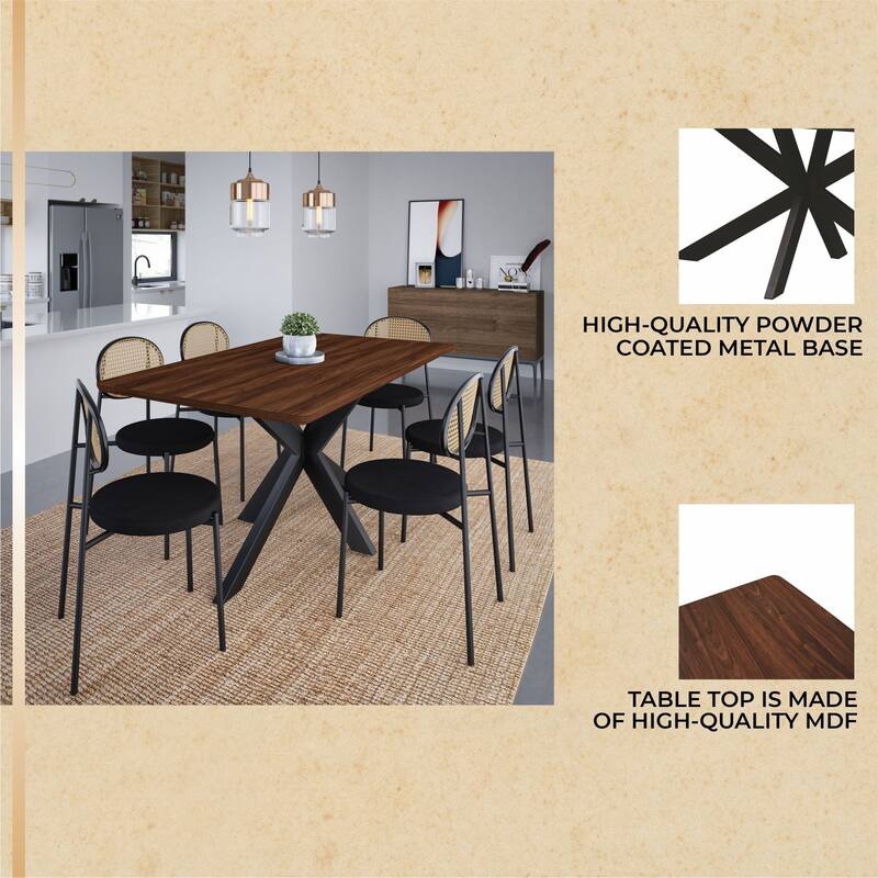 Ravenna Modern 63" Rectangular Dining Table with Solid Wood Top & X-Shape Metal Legs for Home Kitchen Dining Room