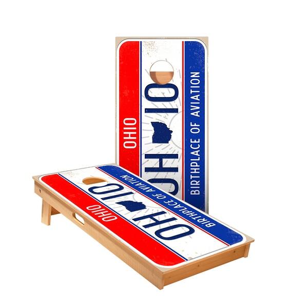 slide 2 of 5, Ohio License Plate Cornhole Boards NO Bags - Add Board Lights