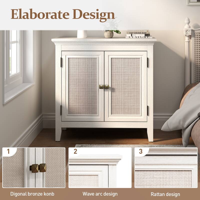 2 Door Rattan Storage Cabinet