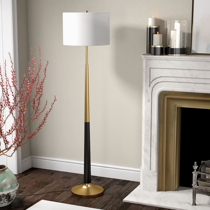 Lyon Floor Lamp - Brushed Brass and Matte Black