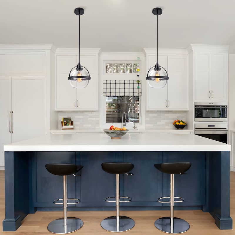 Starsky 1-Light 9in. Modern Globe Chandelier Single Glass Pendant Light(Set of 2)