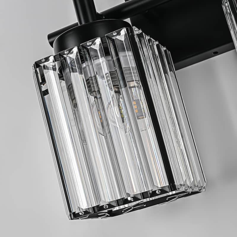 Modern Black 1/2/3/4/5-Light Bathroom Crystal Vanity Light Wall Sconces