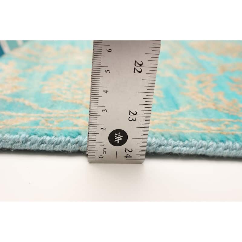 ECARPETGALLERY Hand-knotted Heritage Turquoise Silk, Wool Rug - 2' 7" x 14'