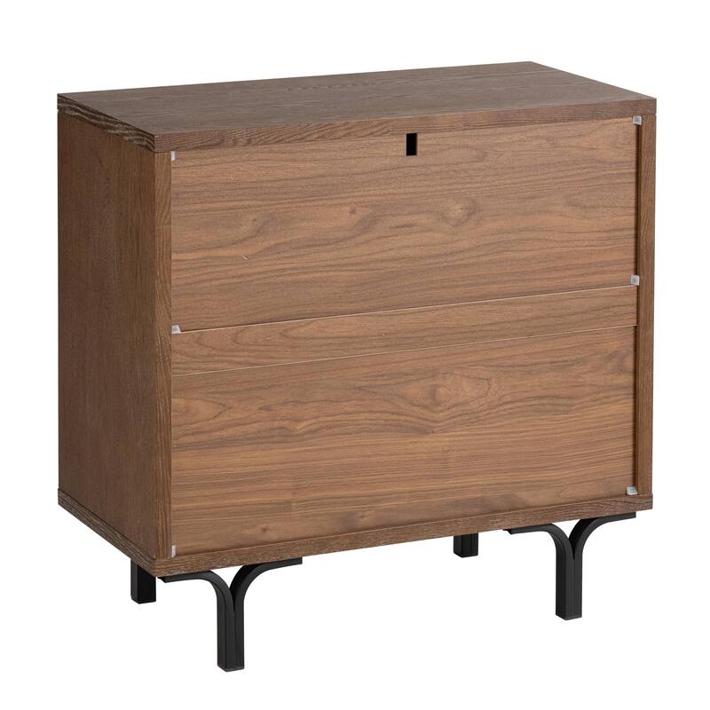 COZAYH Farmhouse Nightstand, Accent Wooden Storage with Circle Pattern and Radioactive Wood Lines, Mid-century Dresser