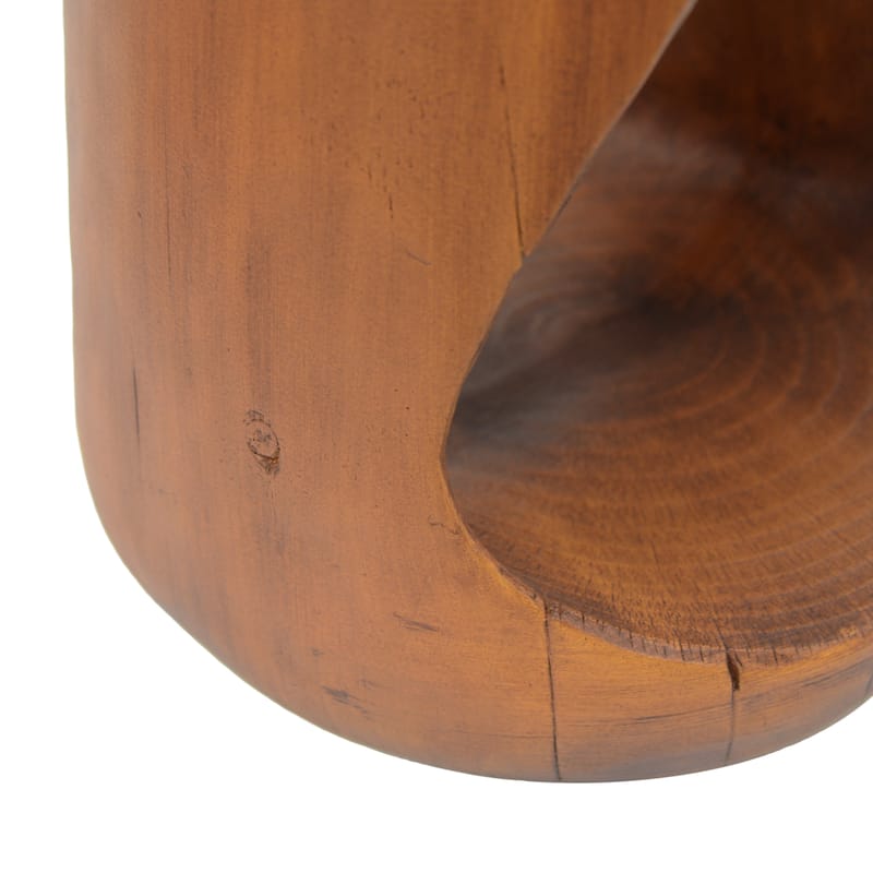 Hollow Round Table-Shape Side Table,Wood-Like Texture