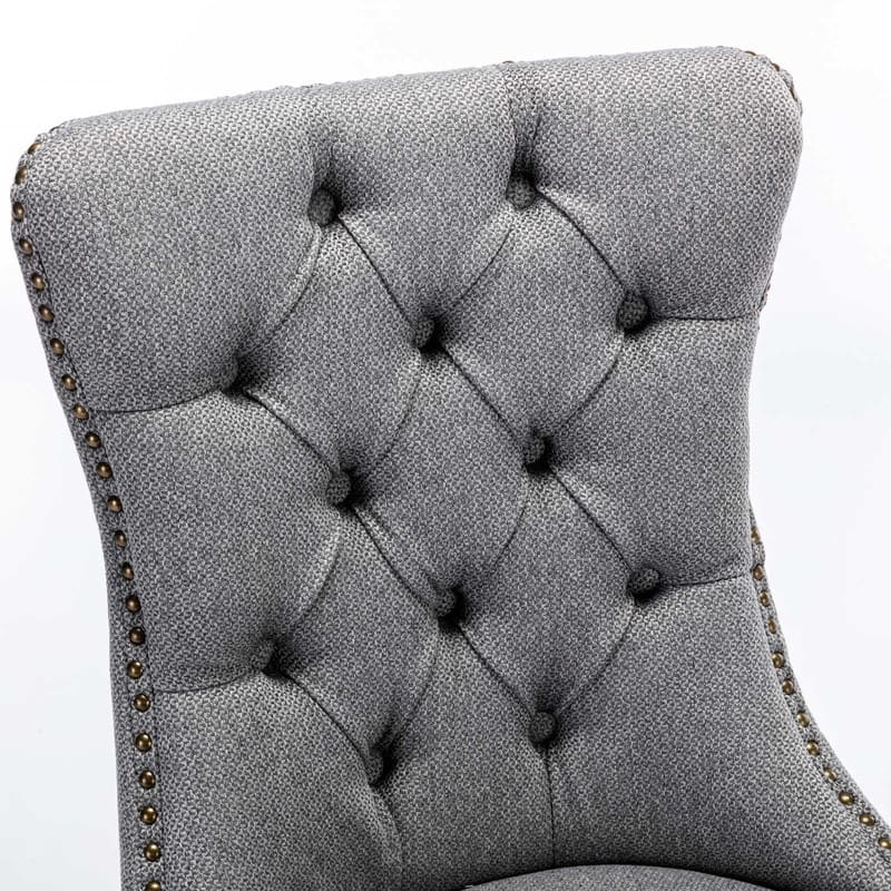Modern/Contemporary Linen Dining Chair with Solid Wood Legs（Set of 2）