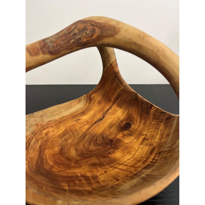 Oval Bowl with handle natural wood - natural