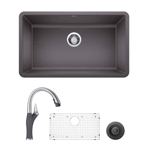 Blanco Precis/Artona Undermount Kitchen Sink and Faucet Set and Strainer