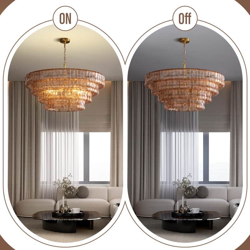 KAYLA 36 in. 6-Lights Gold Crystal Drum Chandelier