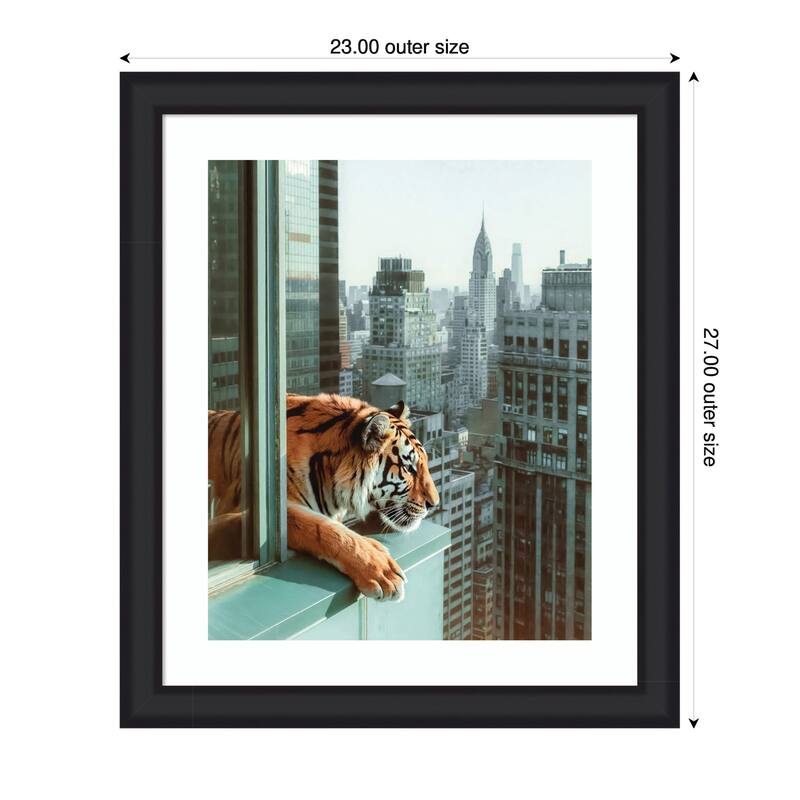 Kate and Laurel Framed Art Urban Tiger Overlooking Manhattan by Michael Schauer