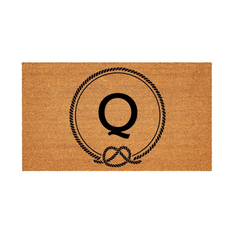 Coastal Coir Mat Nautical Monogram 28"x16" - Letter Q