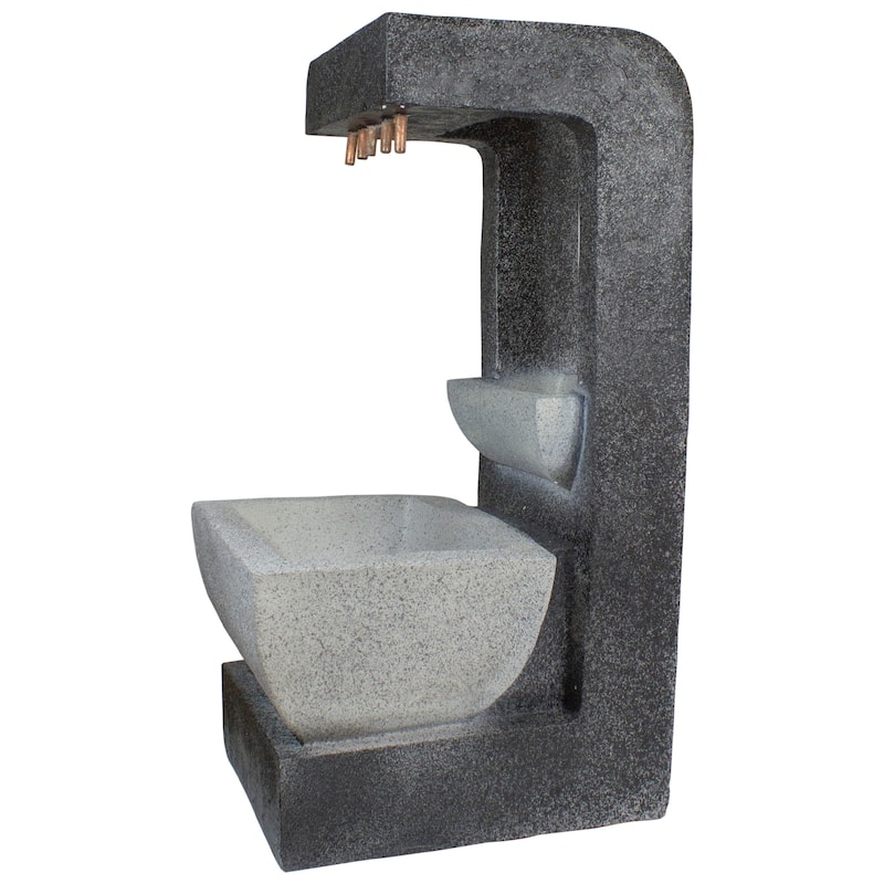 LED Lighted Rainfall Outdoor Water Fountain with Planter - 26"