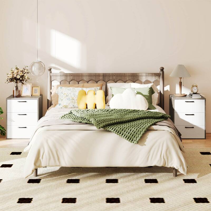 Costway 1/2 PCS 3 Drawer Dresser Chest of Drawer Storage Cabinet with