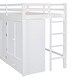 preview thumbnail 13 of 18, White Twin Solid Wood Loft Bed with Drawer & Wardrobes