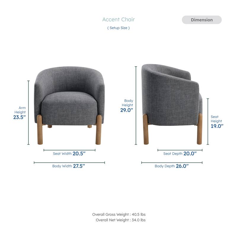 Wyatt 27.5" Textured Accent Chair - Light Brown Finish Solid Wood Legs