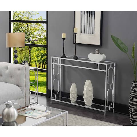 Convenience Concepts Omega Chrome Console Table with Shelf - Overstock ...