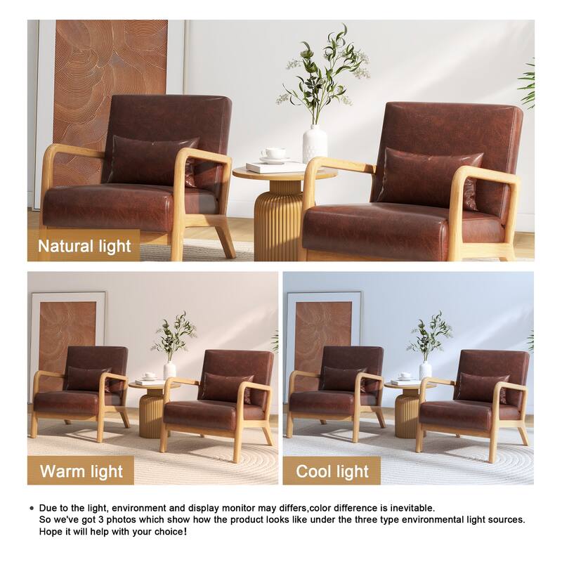 Briston 2 Set Mid Century Modern Wood Accent Chairs with pillow