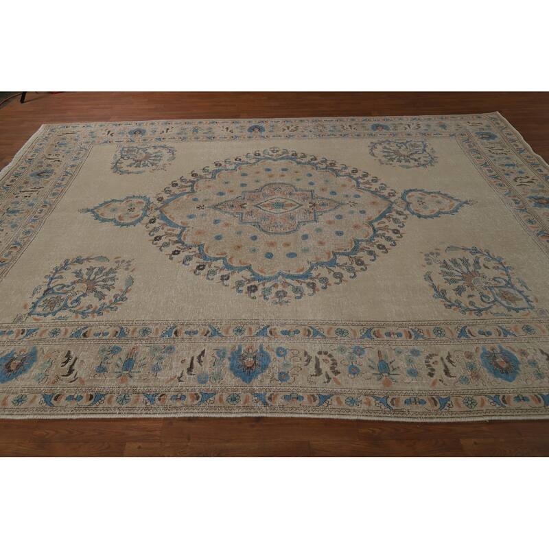Medallion Tabriz Persian Area Rug Hand-Knotted Wool Carpet - 8'2"x 10'10"