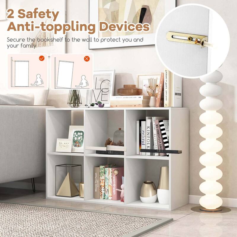 Costway 4/6/8/9-Cube Open Bookshelf with Anti-tip Kits Home Modern