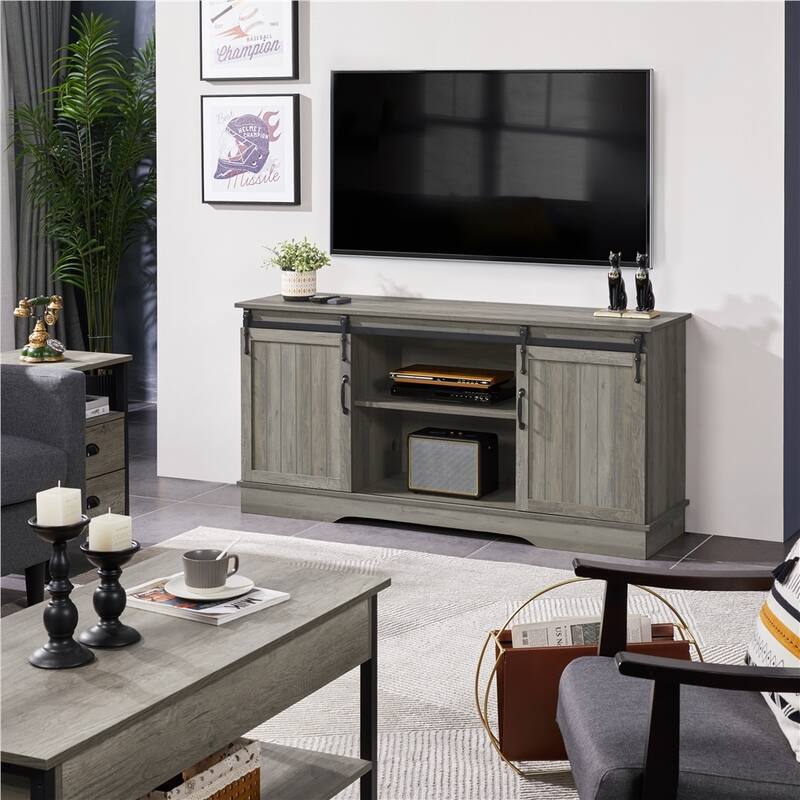 Yaheetech Industrial Classic Farmhouse TV Stand for TVs up to 65"