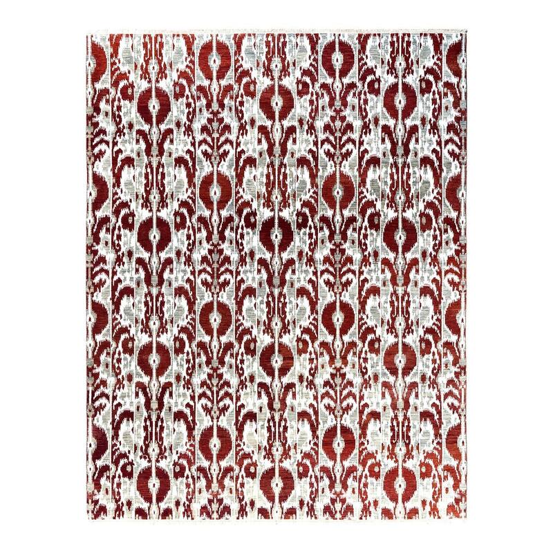 Ikat One-of-a-Kind Hand-Knotted Area Rug, Rust - 8' 1" x 10' 4"