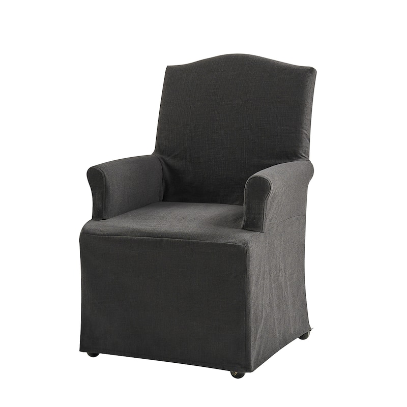 Alethea Upholstered Slipcover Arm Dining Chair with Soild Wood Legs by HULALA HOME