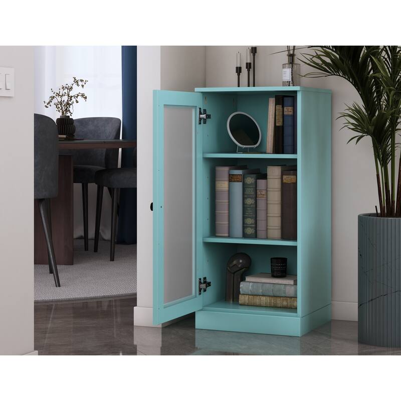 Palace Imports 100% Solid Wood 3-Shelf Bookcase with Frosted Glass Door and Adjustable Shelves
