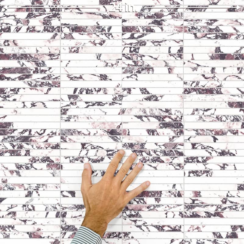 Merola Tile Touche Brick Stacked Rubis 11-3/4" x 11-3/4" Porcelain Mosaic Floor and Wall Tile - (1 Tile)