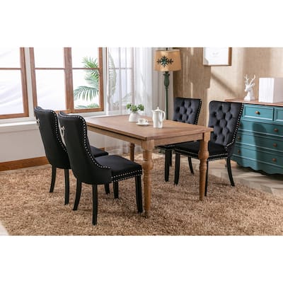 Tufted Solid Wood Velvet Upholstered Dining Chair