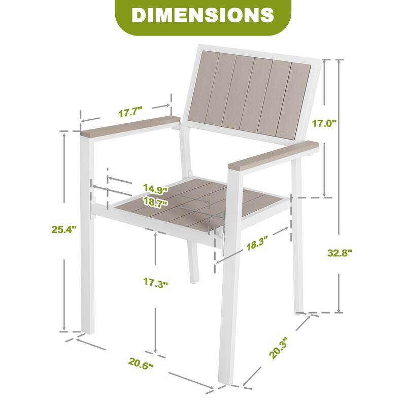 Patio 2-Piece Dining Chairs, Outdoor Faux Wood Chairs Stackable Design