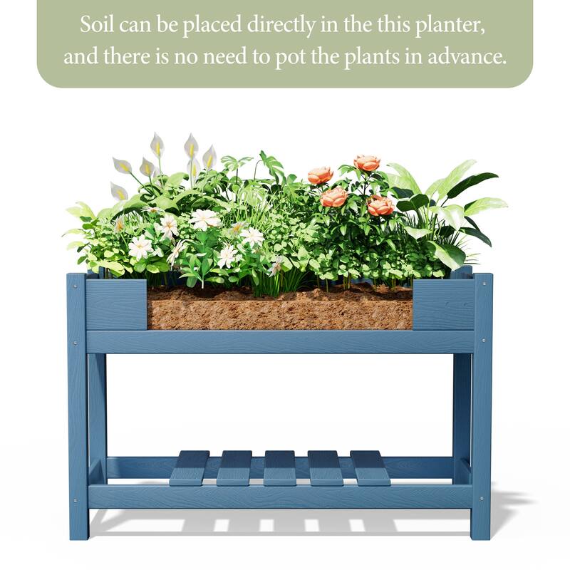 HDPE Double Layer Design Outdoor Planter With Wheels