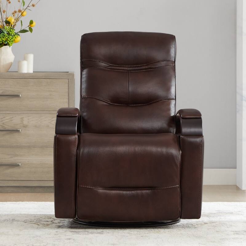 Spruce & Spring Regan Leather Power Recliner Swivel Glider Rocker with Power Headrest