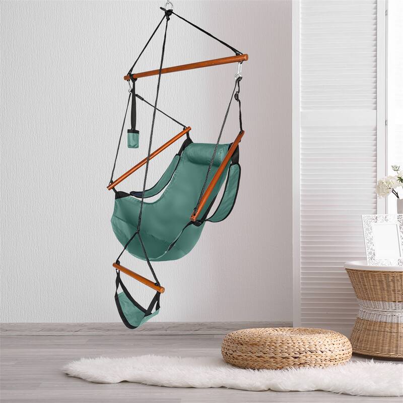 Hanging Chair Swing Oxford Cloth Wooden Stick Perforated for 220Lbs