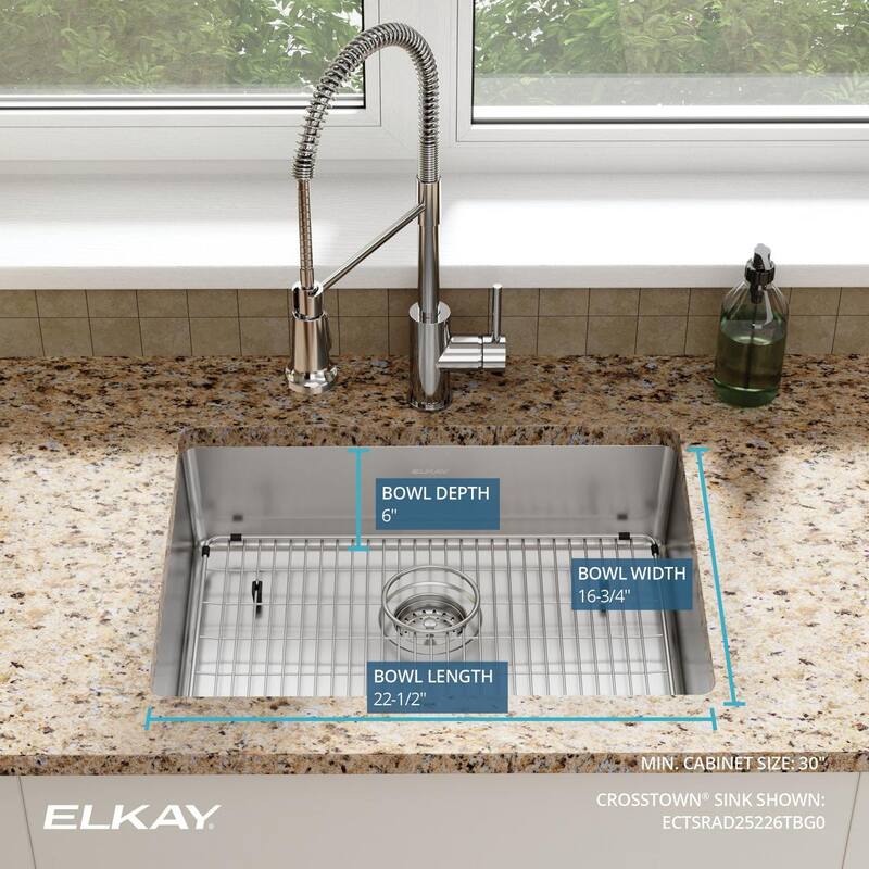 Elkay Crosstown Stainless Steel 25" x 22" x 6", Single Bowl Dual Mount ADA Sink Kit