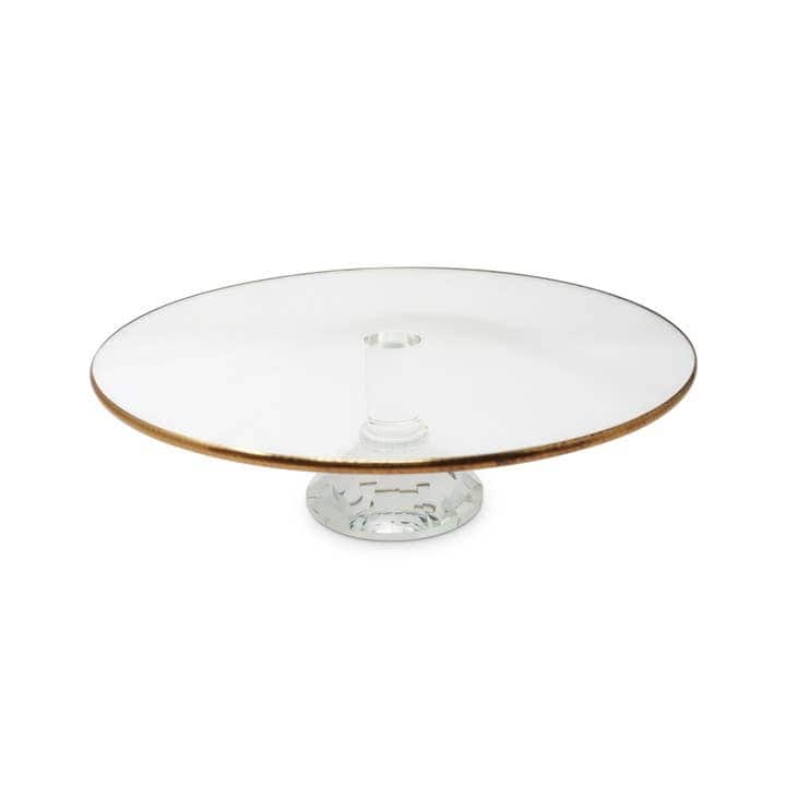 Cake Plate with Gold Rim, 12.25"D